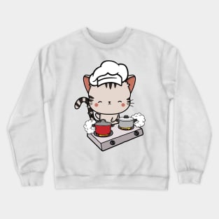 Funny Tabby Cat is cooking Crewneck Sweatshirt